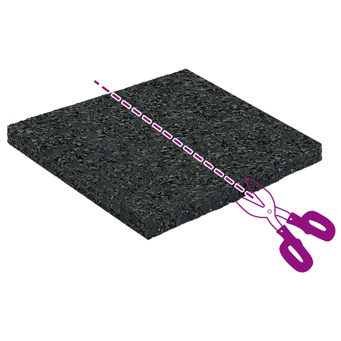 Rubber Granulate Patio Pad Black 9 x 9 x 0.6 cm Rubber
