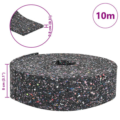 Rubber Granulate Roll Black 1000 x 8 x 0.8 cm Rubber