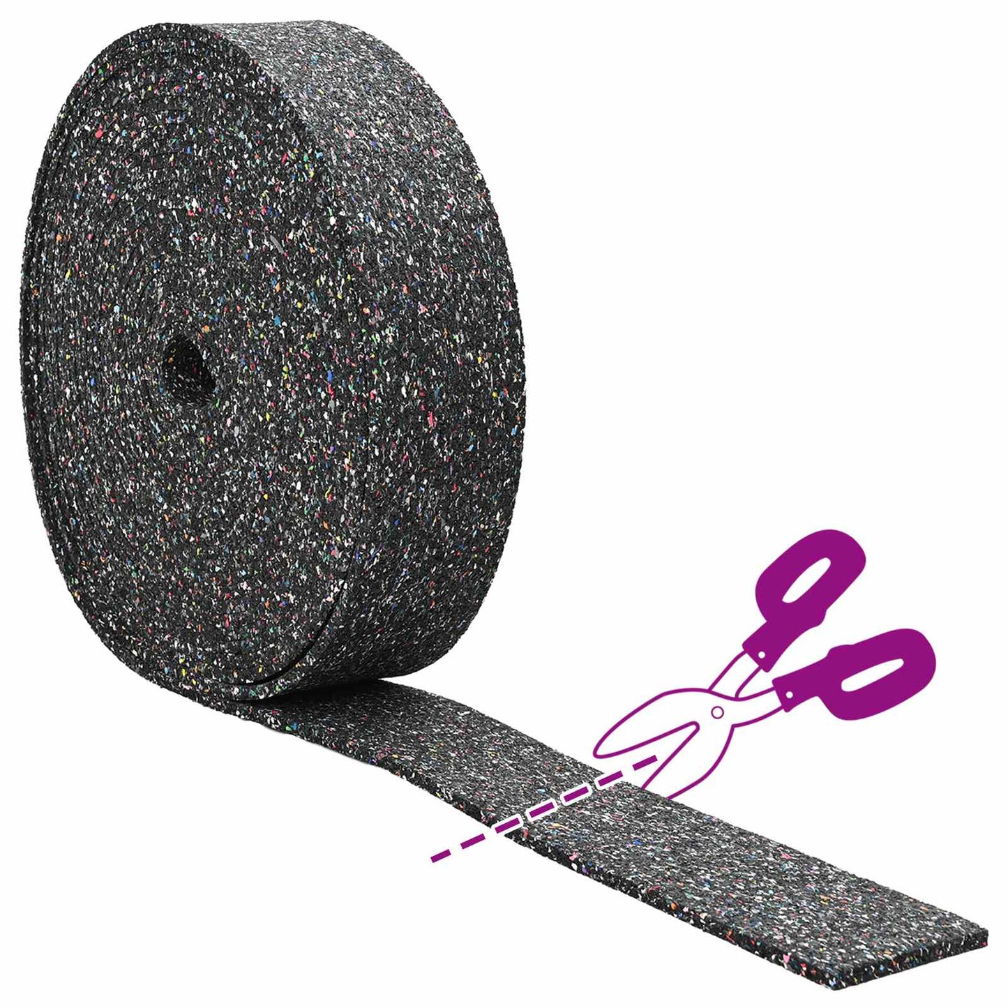 Rubber Granulate Roll Black 2000 x 12 x 1 cm Rubber