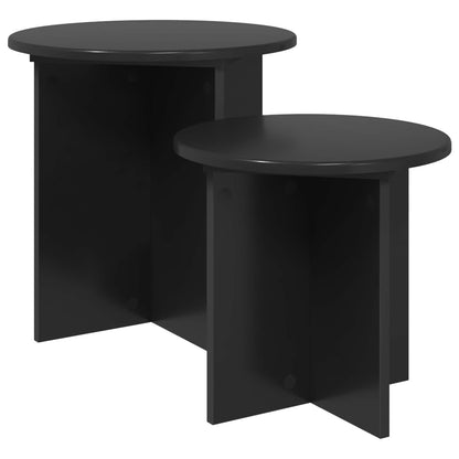 Side Table Set with Storage 2 pcs Black Oak Engineered Wood