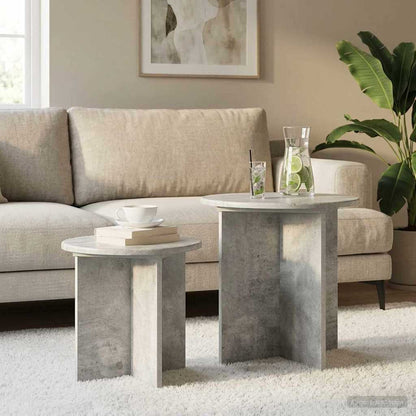 Side Table Set with Storage 2 pcs Concrete Grey Engineered Wood