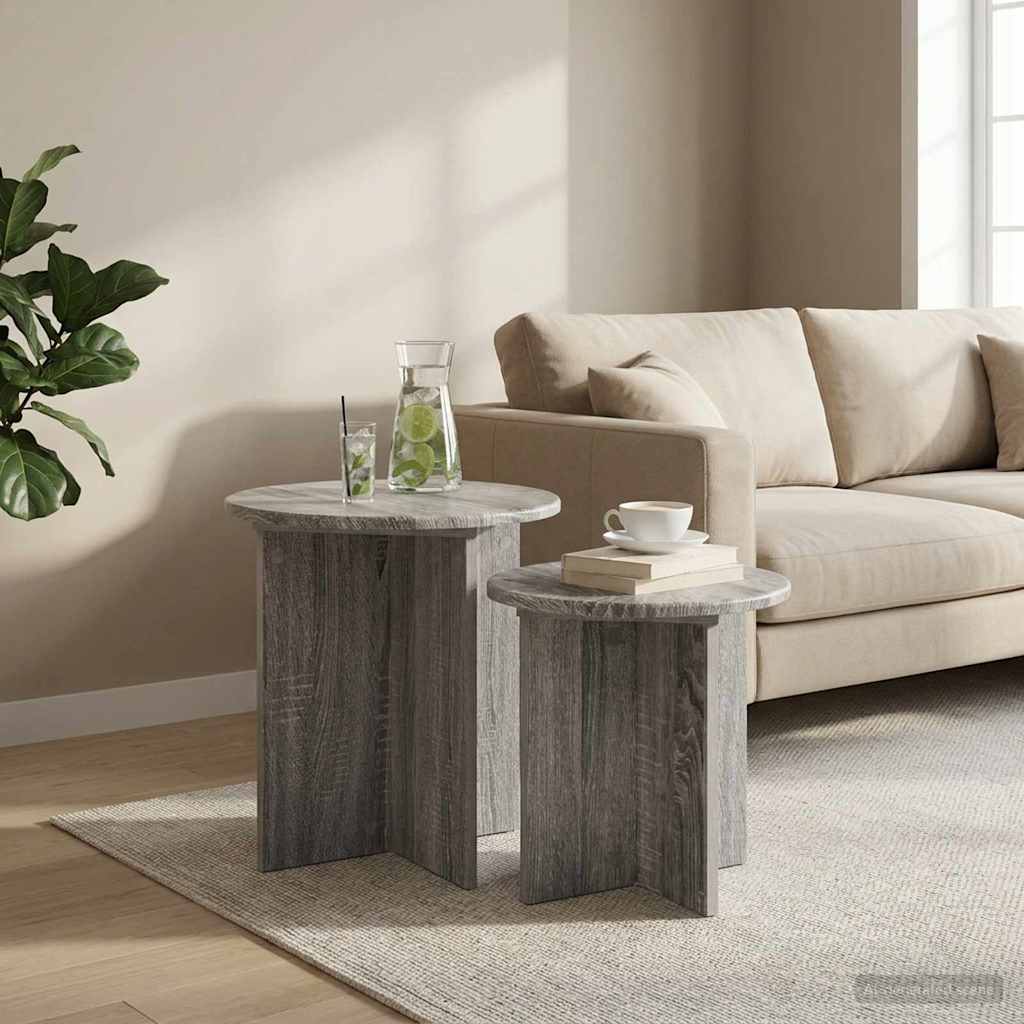 Side Table Set with Storage 2 pcs Grey Sonoma Engineered Wood