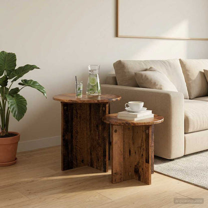 Side Table Set 2 pcs Old Wood Engineered Wood
