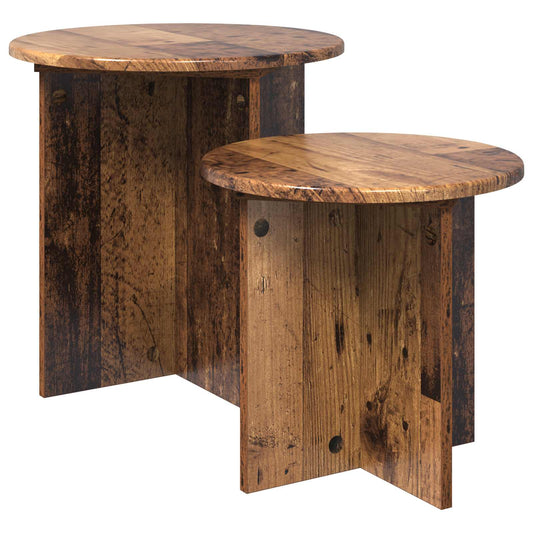 Side Table Set 2 pcs Old Wood Ø 45 x 45 cm Engineered Wood