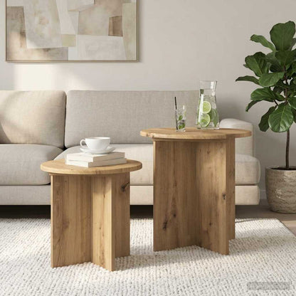 Side Table Set 2 pcs Artisan Oak Ø 45 x 45 cm Engineered Wood