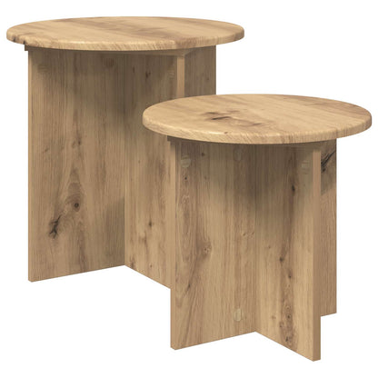Side Table Set 2 pcs Artisan Oak Ø 45 x 45 cm Engineered Wood