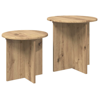 Side Table Set 2 pcs Artisan Oak Ø 45 x 45 cm Engineered Wood