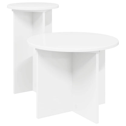 Side Table Set with Storage 2 pcs White Engineered Wood