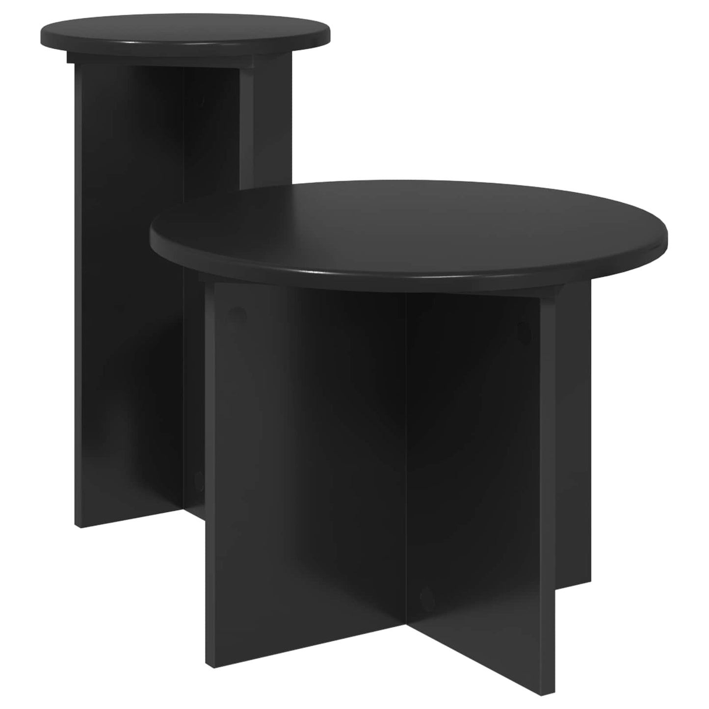 Side Table Set with Storage 2 pcs Black Oak Engineered Wood