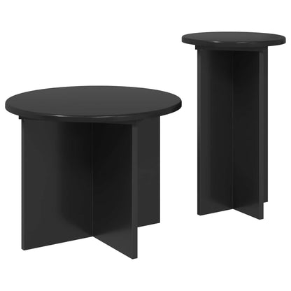 Side Table Set with Storage 2 pcs Black Oak Engineered Wood