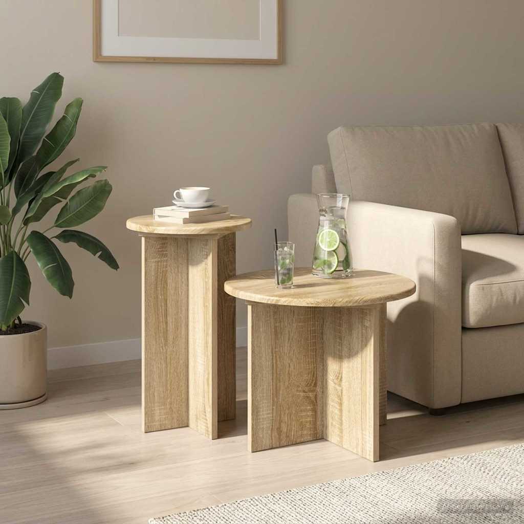 Side Table Set with Storage 2 pcs Sonoma Oak Engineered Wood