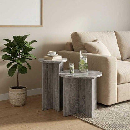 Side Table Set with Storage 2 pcs Grey Sonoma Engineered Wood