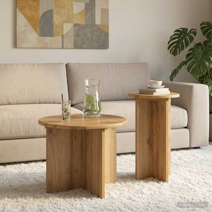 Side Table Set 2 pcs Artisan Oak Ø 45 x 35 cm Engineered Wood