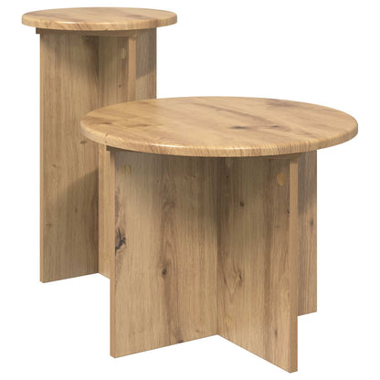 Side Table Set 2 pcs Artisan Oak Ø 45 x 35 cm Engineered Wood