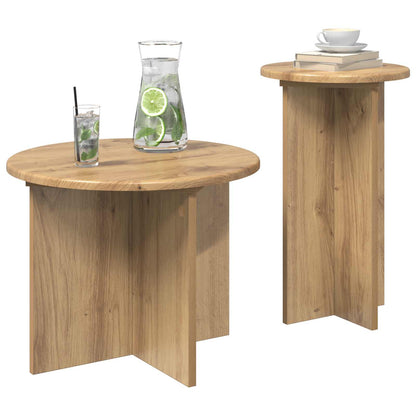 Side Table Set 2 pcs Artisan Oak Ø 45 x 35 cm Engineered Wood
