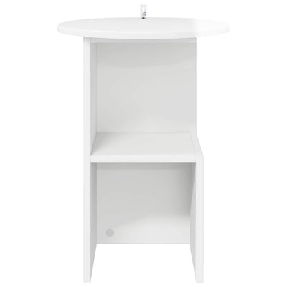Side Table High Gloss White Ø 39.5 x 55 cm Engineered Wood