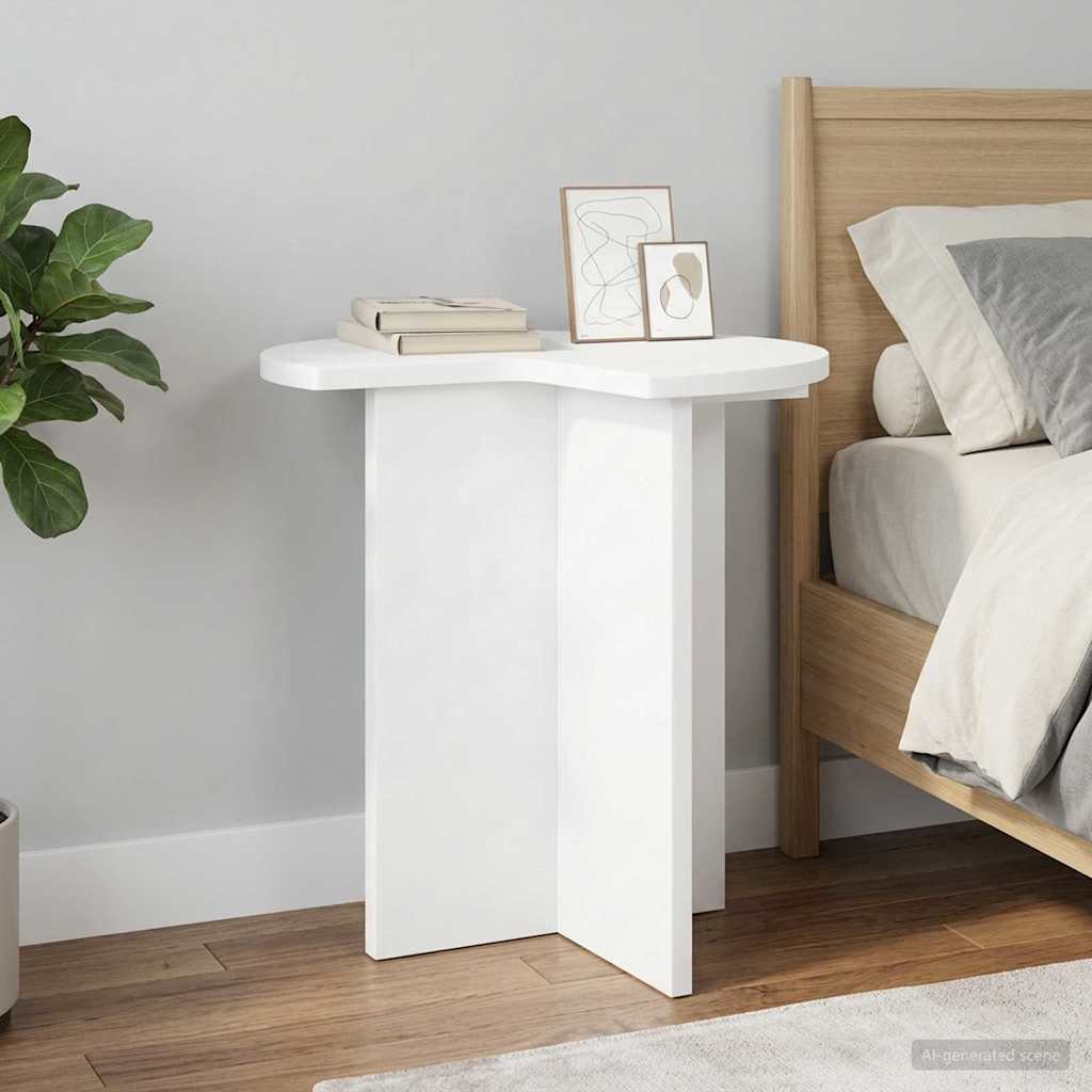 Side Table White Ø 39 x 38 cm Engineered Wood