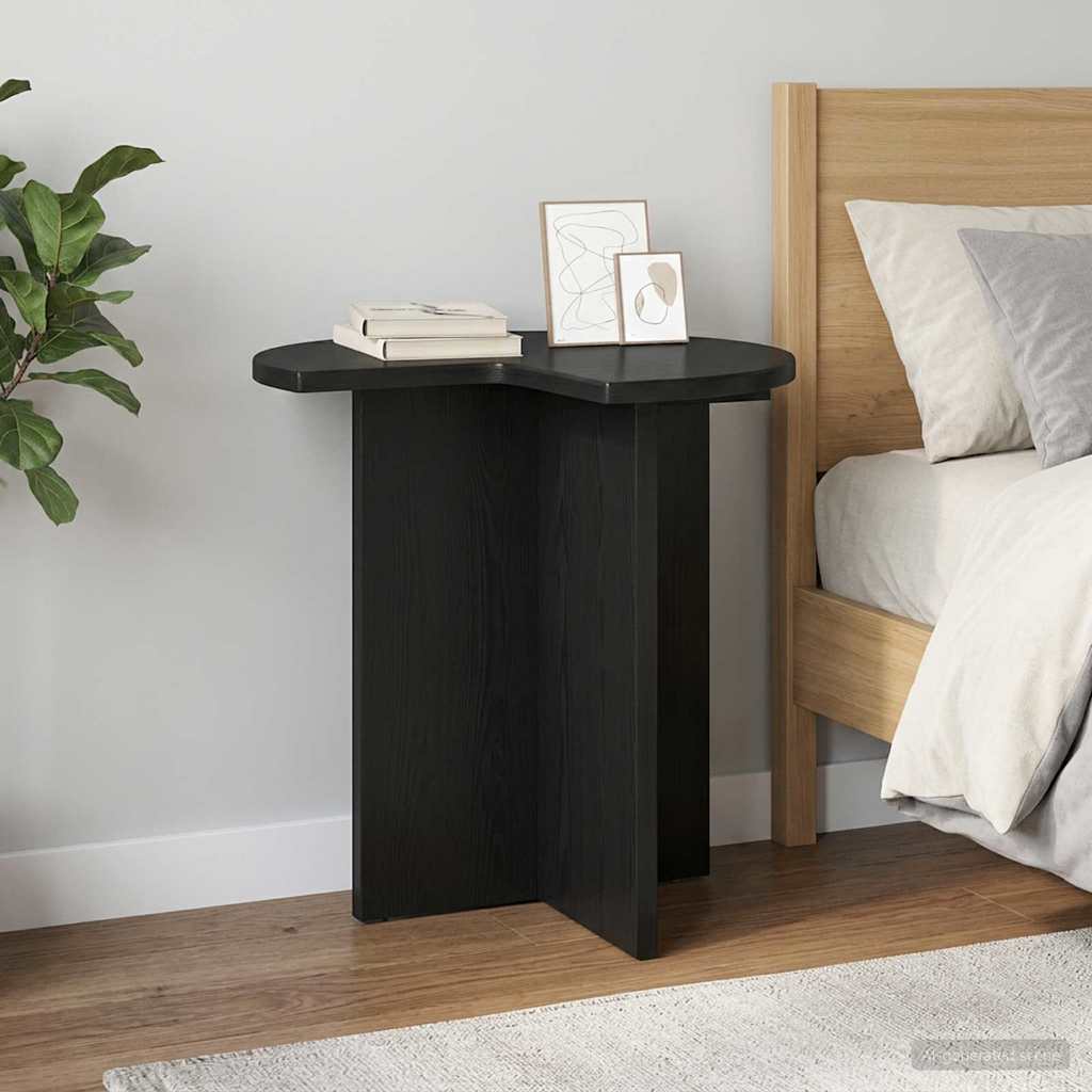 Side Table with Storage Black Oak Ø 39 x 38 cm Engineered Wood