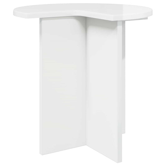 Side Table High Gloss White Ø 39 x 38 cm Engineered Wood