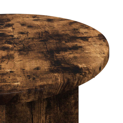 Side Table with Storage Smoked Oak Ø 39 x 38 cm Engineered Wood