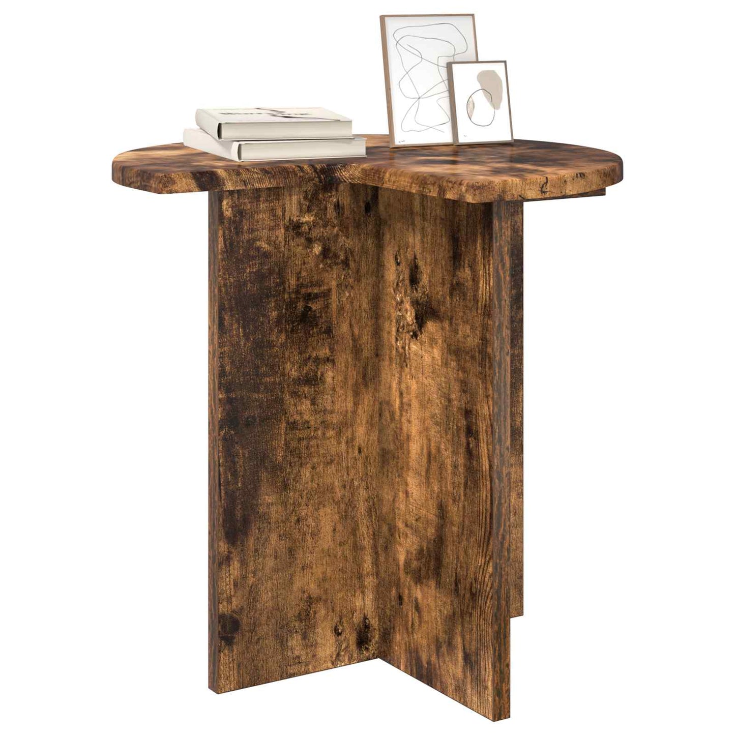 Side Table with Storage Smoked Oak Ø 39 x 38 cm Engineered Wood