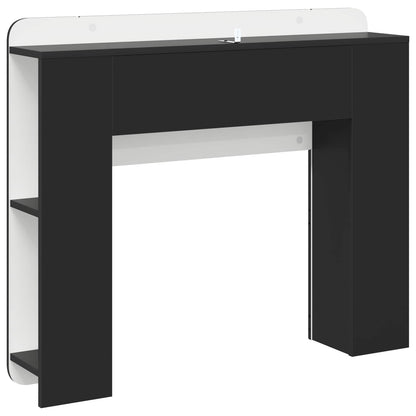 Headboard Cabinet with Storage Black Engineered Wood