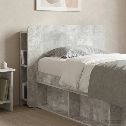 Headboard Cabinet with Storage Concrete Grey Engineered Wood