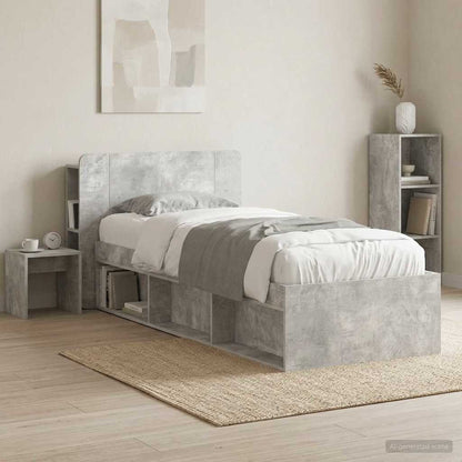 Headboard Cabinet with Storage Concrete Grey Engineered Wood