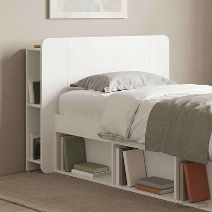 Headboard Cabinet with Storage High Gloss White Engineered Wood