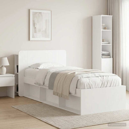 Headboard Cabinet with Storage High Gloss White Engineered Wood