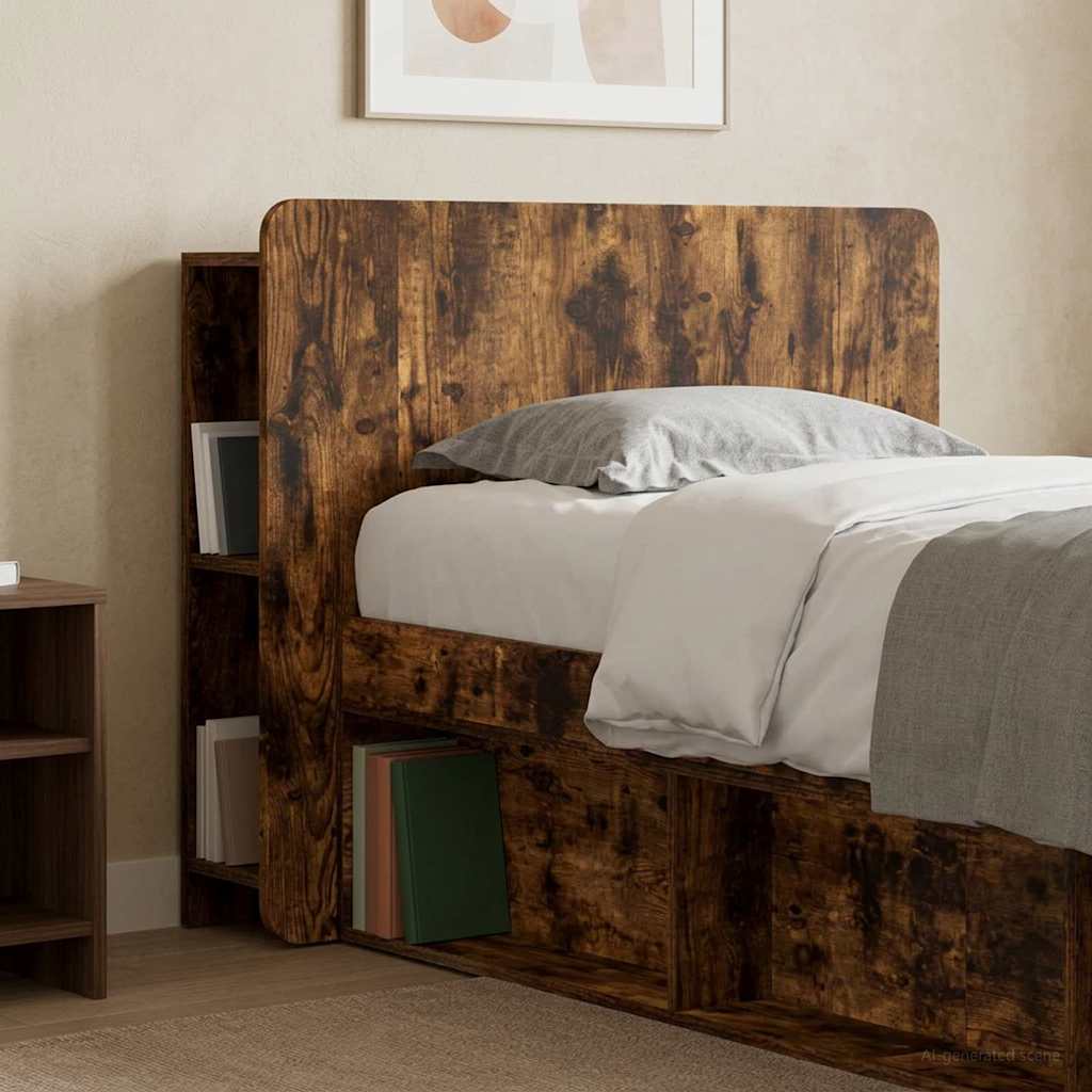Headboard Cabinet with Storage Smoked Oak Engineered Wood