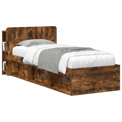 Headboard Cabinet with Storage Smoked Oak Engineered Wood