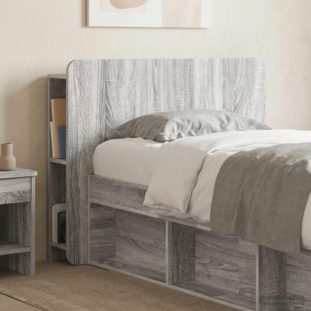Headboard Cabinet with Storage Grey Sonoma Engineered Wood