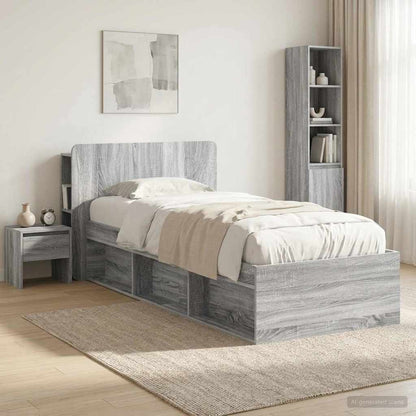 Headboard Cabinet with Storage Grey Sonoma Engineered Wood