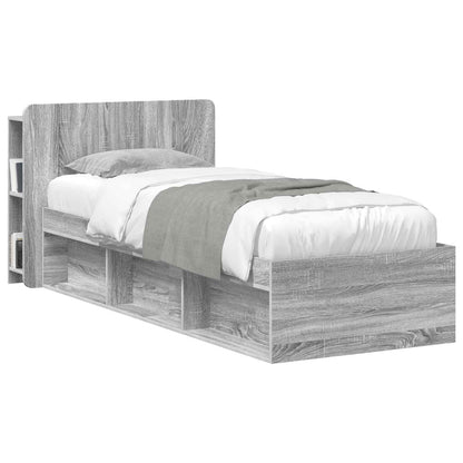 Headboard Cabinet with Storage Grey Sonoma Engineered Wood