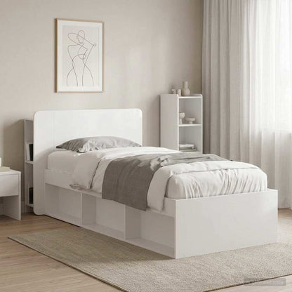 Headboard Cabinet with Storage High Gloss White Engineered Wood