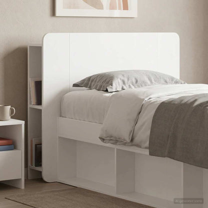 Headboard Cabinet with Storage High Gloss White Engineered Wood