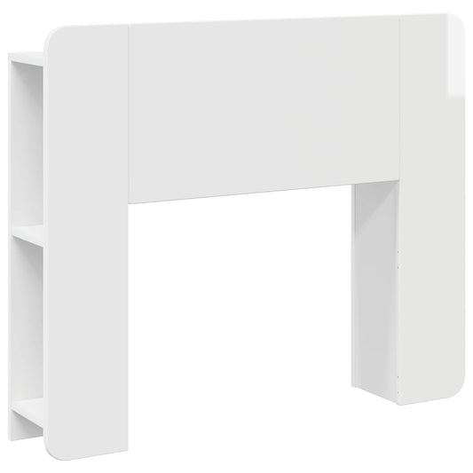 Headboard Cabinet with Storage High Gloss White Engineered Wood