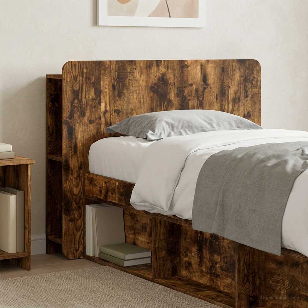 Headboard Cabinet with Storage Smoked Oak Engineered Wood