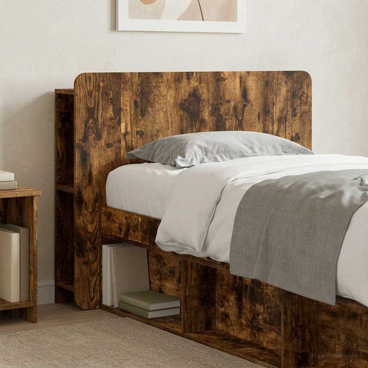 Headboard Cabinet with Storage Smoked Oak Engineered Wood