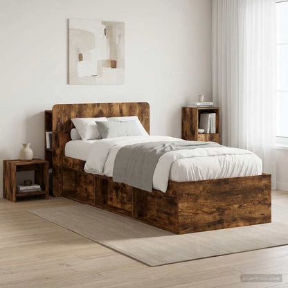 Headboard Cabinet with Storage Smoked Oak Engineered Wood