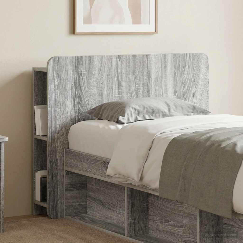 Headboard Cabinet with Storage Grey Sonoma Engineered Wood