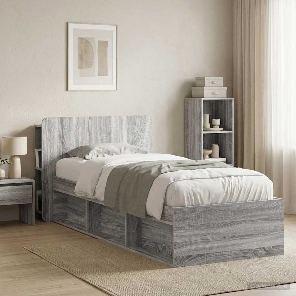 Headboard Cabinet with Storage Grey Sonoma Engineered Wood