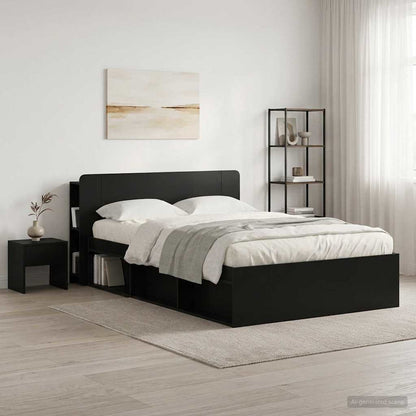 Headboard Cabinet Black 135 x 18.5 x 80 cm Engineered Wood