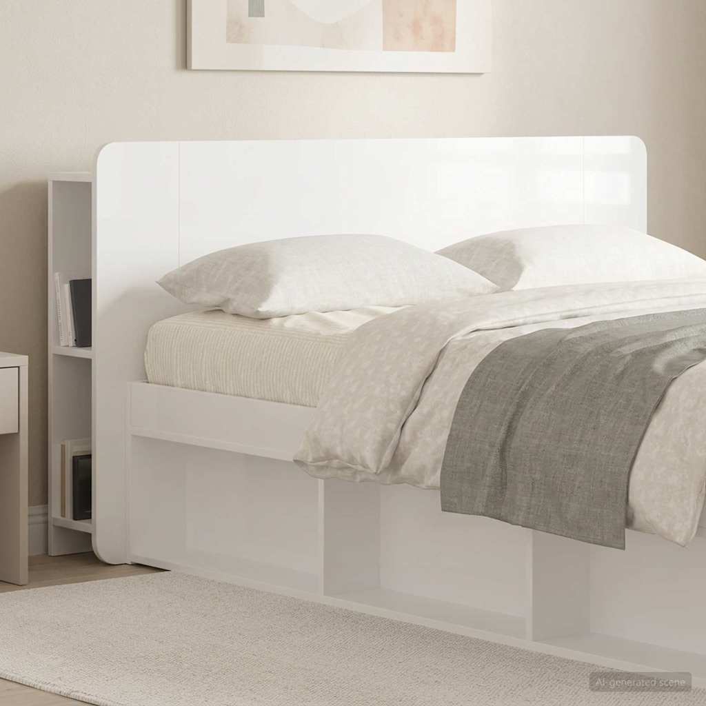 Headboard Cabinet with Storage White Engineered Wood
