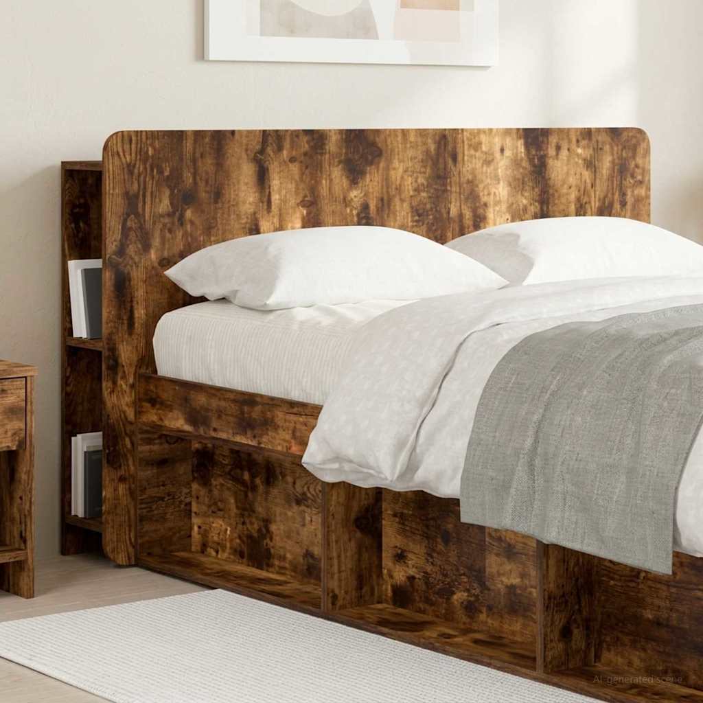 Headboard Cabinet with Storage Smoked Oak Engineered Wood