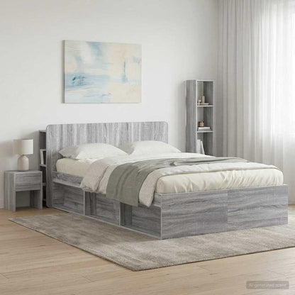 Headboard Cabinet with Storage Grey Sonoma Engineered Wood