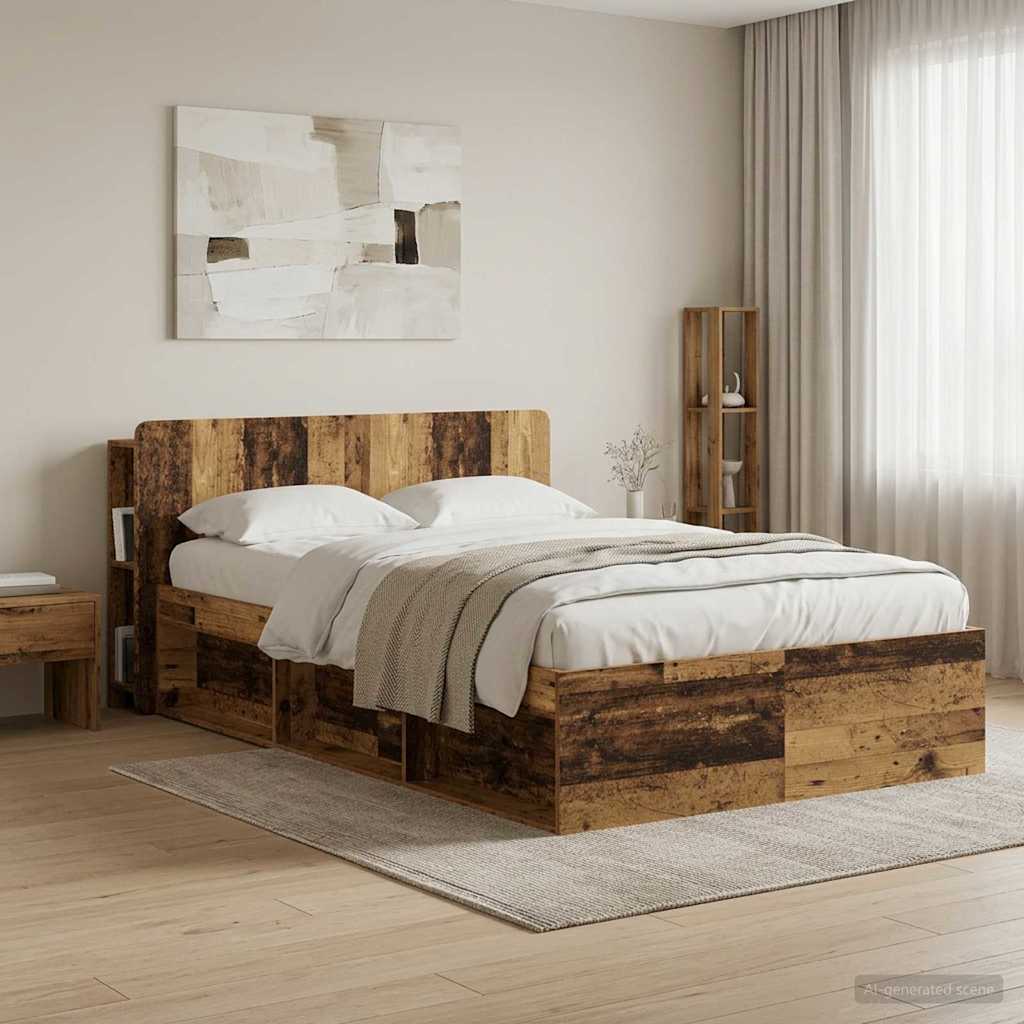 Headboard Cabinet with Storage Old Wood Engineered Wood