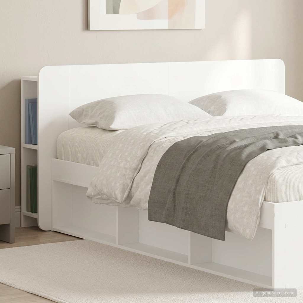 Headboard Cabinet with Storage White Engineered Wood