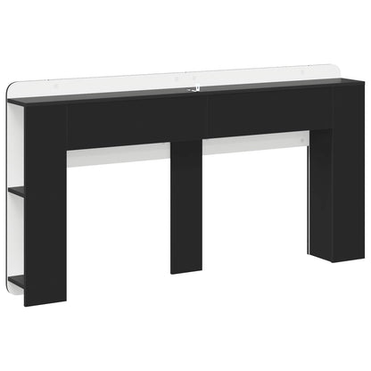 Headboard Cabinet with Storage Black Engineered Wood